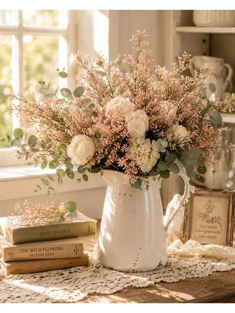 Blush Pink Faux Wax Flowers Set of 2 Artificial Flower Sprays Wedding Bouquet
